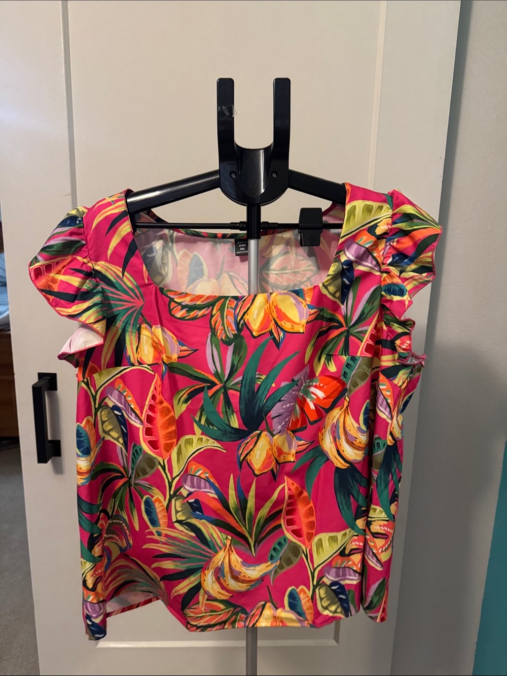 SHEIN Curve Floral Top - Pink with Yellow & Green Accents